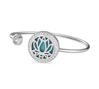 Dreamtimes Bracciale Diffusione Odori per Donne - Albero della Vita e Fiore di Loto - Ciondolo in Acciaio Inox con 2 Pastiglie di Ricarica