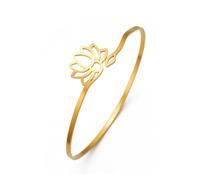 Dreamtimes Bracciale Fiore di Loto per Donne Incoraggiamento Fiore di Loto Regolabile Gioielli d'epoca Buddha Yoga Bangle in Acciaio Inox (Oro)