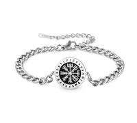 Dreamtimes Braccialetto con stella di David, per uomo e donna, in acciaio inox, con testa di lupo, amuleto norreno, braccialetto pagano, nodo celtico, albero della vita, protezione antica vichinga