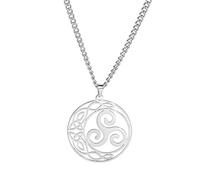 Dreamtimes Celtic Knot Collana Triskele Moon Ciondolo Triskelion Trinity Moon Ciondolo Collana Good Luck Collana Gioielli Vichinghi per Donna Uomo