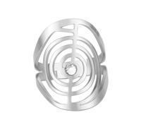 Dreamtimes Cho Ku Rei Anello di protezione Reiki Simbolo di guarigione Anelli di yoga per le donne Geometria sacra Acciaio inossidabile Energia Yoga Power Ring Amuleto della geometria sacra (argento)