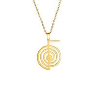 Dreamtimes Cho Ku Rei Reiki Collana Protezione Simbolo di guarigione Collana di yoga per le donne Geometria sacra Goccia in acciaio inox Energia di guarigione Collana di ciondolo Yoga Power (Oro)