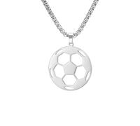 Dreamtimes Collana da calcio per uomini donne Collana con ciondolo a forma di palla sportiva Collana da calcio Collezione di gioielli per tifosi sportivi Regalo per gli amici atleti (Argento-Grande)