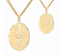 Dreamtimes Collana di medaglie di San Sebastiano per uomini e donne in acciaio inossidabile, santo religioso e patrono degli atleti, regalo per lui e per lei. (Lottatore, Oro)