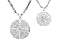 Dreamtimes Collana islamica Ayatul Kursi per donne e uomini musulmani Pendente Corano Allah Gioielli Allah Collana con calligrafia araba Ayatul Kursi per l'Islam Eid Ramadan (Argento-1)