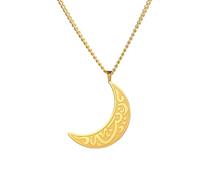 Dreamtimes Collana Islamica Ciondolo Ayatul Kursi Allah Acciaio Inox Luna Islamica Gioielli Oro