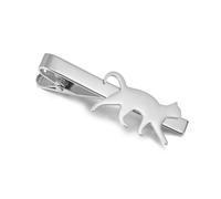Dreamtimes Divertente fermacravatta con gatto e cane in acciaio inossidabile accessori carini a tema animali per matrimoni e testimoni dello sposo originale fermacravatta da lavoro per uomo (Gatto-A)