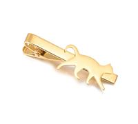 Dreamtimes Divertente fermacravatta con gatto e cane in acciaio inossidabile accessori carini a tema animali per matrimoni e testimoni dello sposo originale fermacravatta da lavoro per uomo (Gatto-O)