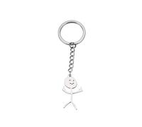 Dreamtimes divertente Smiley Face Figurina linguaggio dei segni portachiavi dito medio Stickman carino tendenza borsa auto chiave ciondolo coppia regalo portachiavi (Argento)