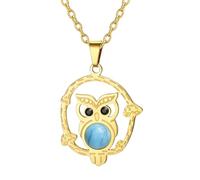Dreamtimes Elegante collana con ciondolo di gufo per le donne Collana di gufo della saggezza in acciaio inox Collana di ciondolo animale Gioielli (Oro)