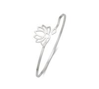 Dreamtimes Fiore di Loto Bracciale in Acciaio Inox per Donne - Buddha Bracciale Regolabile Yoga Gioielli d'epoca Bangle