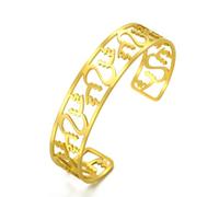 Dreamtimes islamico musulmano Shahada Bracciale Scheletro apertura Bracciale regolabile in acciaio inox musulmano arabo islamico musulmano religioso Bangles apribile Allah Bangles Bracciali (Oro)