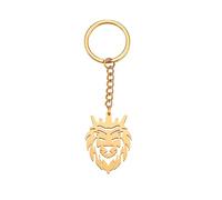 Dreamtimes Leone con corona re portachiavi per gli uomini in acciaio inox Leone Punk Rock portachiavi borsa auto chiave ciondolo portachiavi (Oro-1)
