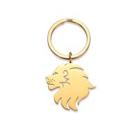 Dreamtimes Leone Con Corona Re Portachiavi per Uomini in Acciaio Inox - Punk Rock Borsa Auto Chiave Ciondolo (Oro-2)