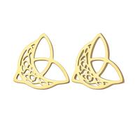 Dreamtimes Luna Celtica Stud Orecchini a triangolo con nodo celtico per donne Uomini Orecchini a mezzaluna Orecchini a triangolo con nodo celtico Orecchini a perno vintage Gioielli irlandesi