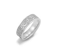 Dreamtimes musulmano Allah Islam Anello per uomini donne Fiori di loto Anelli in acciaio inox Lettera araba Anelli Religiosi Allah (argento-7)
