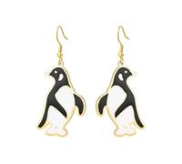 Dreamtimes Orecchini a forma di pinguino per donna in acciaio inossidabile nero e bianco con smalto a goccia Orecchini pendenti con animali Gioielli con simpatici uccellini cartoon (Oro)