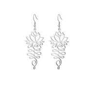 Dreamtimes Orecchini Lotus da donna Orecchini pendenti a forma di fiore di loto in acciaio inossidabile Gioielli per lo yoga (Argento)