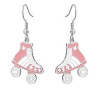 Dreamtimes Orecchino con ciondolo per pattini a rotelle Orecchini per pattini in acciaio inossidabile colorati Fascino per pattini Sport Orecchino con ciondolo Gioielli ispiratori (Rosa-A)