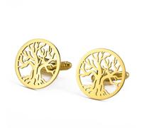 Dreamtimes Tuxedo Gemelli da uomo Albero della vita Uomo Gemelli rotondi con albero genealogico Business Wedding Groomsmen Regali Suit Shirt Accessori Gemelli da uomo Padre (Oro-1)