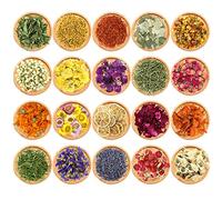 Dreamtop 20 Tipi Fiori Secchi Erbe Decorativi Kit, Naturali Fiori Secchi Profumati per Fai Da Te Candele e Saponi, Giglio, Petali di Rosa, Crisantemo, Lavanda, Foglia di Menta, Rosmarino
