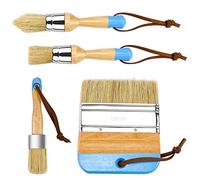 Dreamtop 4 Pezzi Pennelli, Pennello Pittura per Legno Setole Naturali, Pennello Pittura Muro Set per Muri Pareti Cancelli Ringhiere Legno, Pennelli di diverse forme e dimensioni