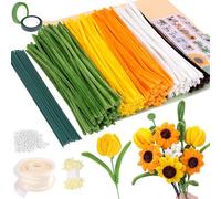 Dreamtop 400 Pezzi Scovolini Colorati per Lavoretti, Set Pipe Cleaner per Creare Girasole Bouquet, Pulitore per Pipa per Fai Da Te con Perle,Nastro Floreale,Stami,Carta da Pacchi