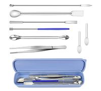 Dreamtop Set di 8 Spatole da Laboratorio in Acciaio Inox con Micro Cucchiaio, Spatola, Cucchiaio per Campionamento, Cucchiaio per Miscelazione con Pinzette per Polveri Gel Capsule Riempitivo Pillole