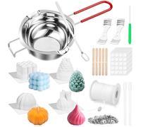 Dreamtop Set di stampi per candele da versare, 61 m, 4 stampi in silicone 3D per candele, per versare, casseruola, adesivi, porta stoppino, spatula