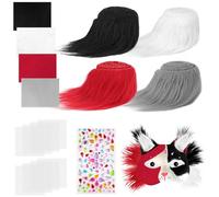 Dreamtop Therian Maschera Gatto Kit con 4 Finta Pelliccia di Therian e Foglio di Feltro Autoadesivo, Maglie per Occhi di Mask e Adesivo con Gemme, per Making Furry Maschera Therian Volpe Gatto Lupo
