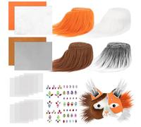 Dreamtop Therian Maschera Gatto Kit con 4 Finta Pelliccia di Therian e Foglio di Feltro Autoadesivo, Maglie per Occhi di Mask e Adesivo con Gemme, per Making Furry Maschera Therian Volpe Gatto Lupo