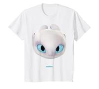 DreamWorks Dragons Light Fury Big Face Costume 3D Maglietta, Bambini, Bianco, 10 Anni