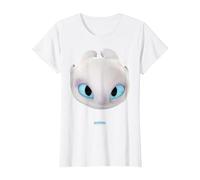 DreamWorks Dragons Light Fury Big Face Costume 3D Maglietta, Donna, Bianco, S