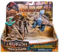 DreamWorks Dragons, Prova di Fuoco, Blazing Battles Catapult Blast Gronckle Playset, Playset con Statuetta di Drago con 3 Statuette di Vichinghi in Cartone per Bambini dai 4 Anni in su