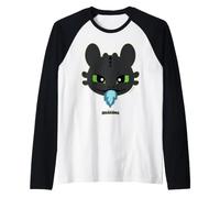 DreamWorks Dragons Toothless Blue Flame Maglia con Maniche Raglan