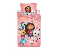 Gabbys Casa Delle Bambole Rosa Set Copripiumino Singolo Ue Misura Cotone Bambine