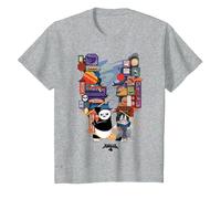 DreamWorks Kung Fu Panda 4 Po & Zhen Maglietta, Bambini, Grigio Melange, 8 Anni