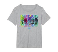 DreamWorks Trolls Band Together BroZone Band Members Maglietta, Donna Plus-Size, Grigio Melange, 4X