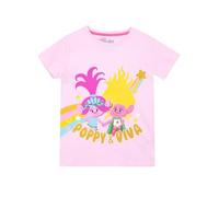 DREAMWORKS TROLLS T-Shirt | Maglietta Viva e Poppy | Magliette Troll per Ragazze | Merchandise Ufficiale | Rosa | 6-7 Anni