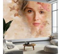 Dreamy Acquerello Fiori Quaderni Donna Carta da Parati 300x210 cm, Giallo Murales Murales per Camera da Letto Soggiorno Bambini Cameretta Murale Art Deco - Carta da parati fotografica Poster