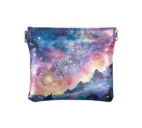 Dreamy and Colorful Starry Sky PU Leather Small Coin Fancy Cosmetic Bags for Girls Ladies Handbag, Cielo stellato sognante e colorato, 1 size