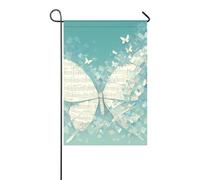 Dreamy astratto Farfalla note musicali Teal all'aperto giardino bandiere pasqua porta banner per la decorazione esterna 30,5 x 45,7 cm doppio lato