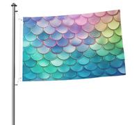 Dreamy - Bandiera a squame di sirena sfumata 0,6 x 0,9 m, stampa su entrambi i lati, bandiere da giardino, bandiera da cortile per esterni, bandiere per vacanze, banner regalo con occhielli, sfondo
