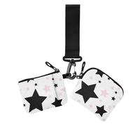 Dreamy Black and Peach Stars - Portafogli da donna con cerniera, piccolo, portatile, con cerniera, tasca con cerniera, per donna, 2 pezzi, Stelle da sogno nere e pesca, 1 size, Casual