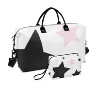 Dreamy - Borsone da palestra con motivo a stelle, colore: nero e pesca, con tracolla, grande capacità, per il fine settimana, Stelle da sogno nere e pesca, 1 size