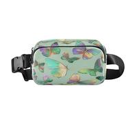 Dreamy Butterfly Green Art - Borsa a tracolla alla moda per uomo e donna, grande capacità, con tracolla regolabile, per viaggi, palestra, lavoro, mariconeras de cintura para hombre