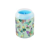 Dreamy Butterfly Green Art - Pulitore portatile per piedi per animali domestici, con spazzola morbida per massaggi, pulisce delicatamente le zampe dopo le passeggiate