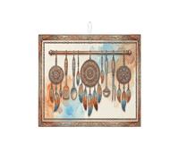 Dreamy Catcher - Tappetino scolapiatti per bancone della cucina, colore blu bohémien con assorbimento arancione, tappetino scolapiatti in microfibra, arte etnica, decorazione per bancone della cucina