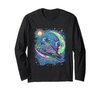 Dreamy Celeste Corvo che si sdraia su una luna crescente Maglia a Manica