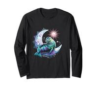 Dreamy Celestial Lion Seal sdraiarsi su una luna crescente Maglia a Manica